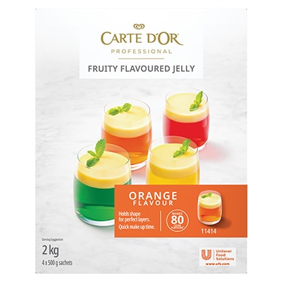 CARTE D'OR Orange Jelly - 2 Kg - Carte D’Or Jelly is quick to make, comes in a variety of colourful fruity flavours and sets every time.*
*Follow on pack recipe